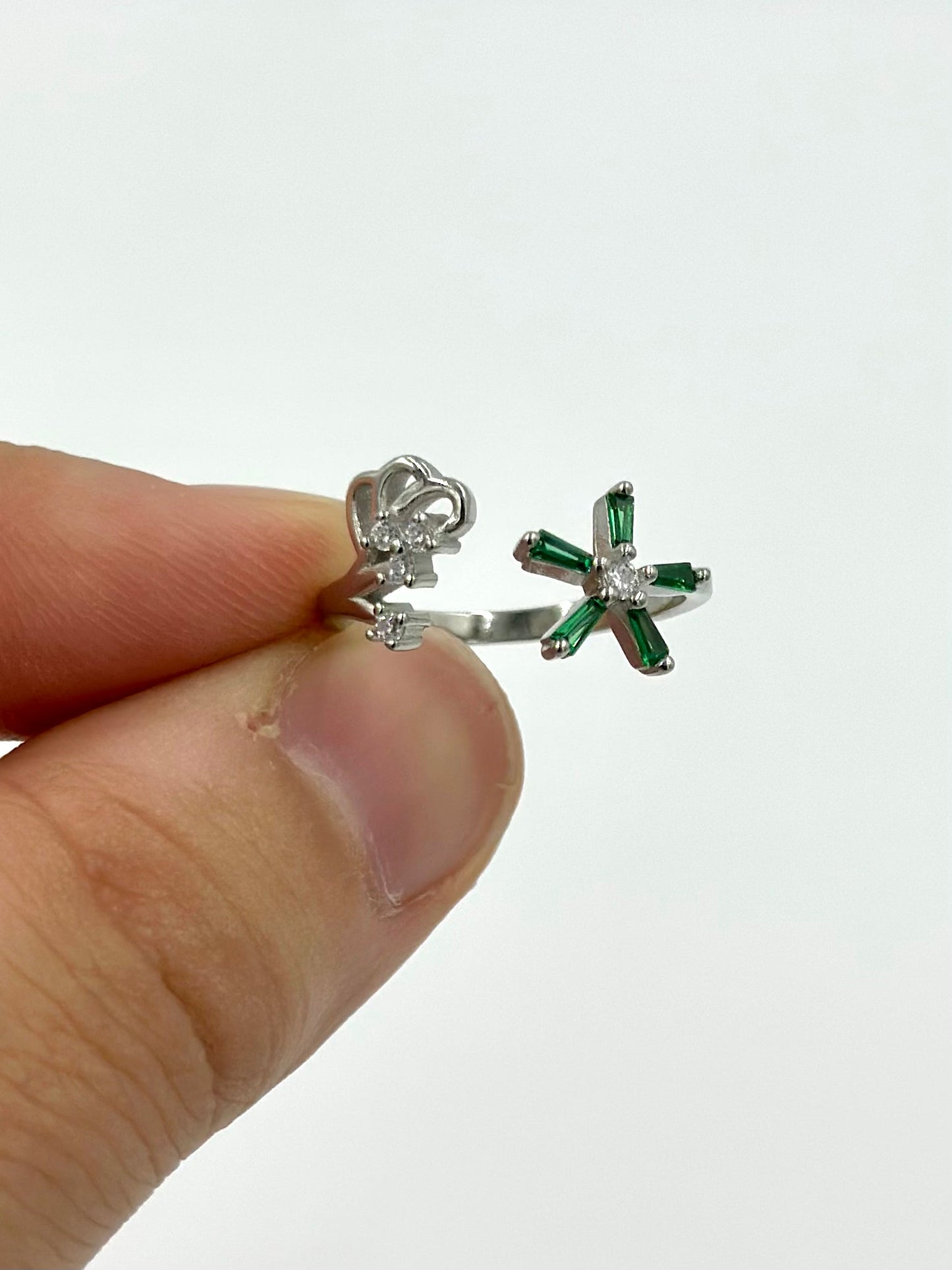 Zircon studded sterling silver artisanal ring