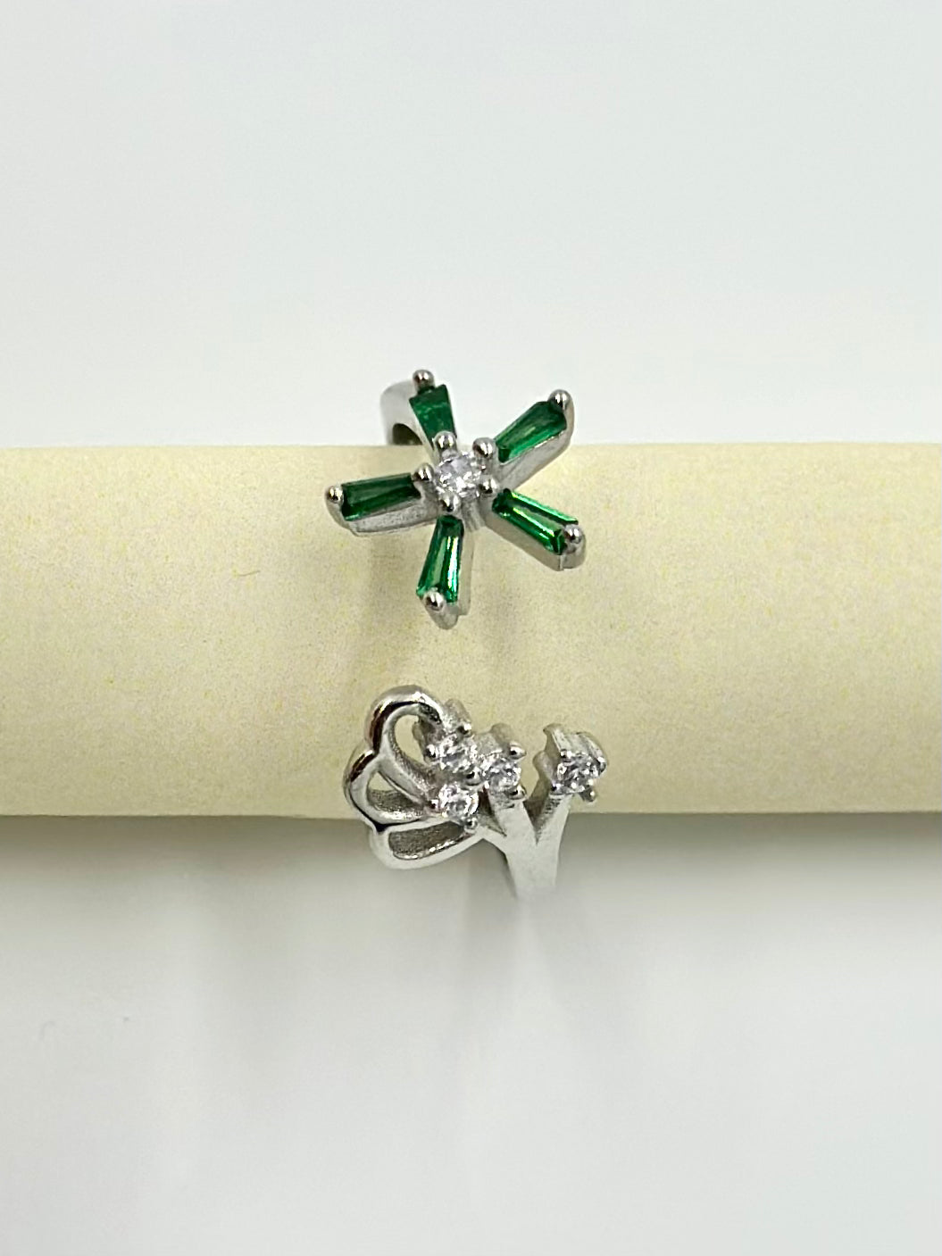 Zircon studded sterling silver artisanal ring