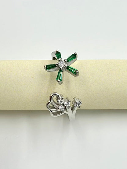 Zircon studded sterling silver artisanal ring