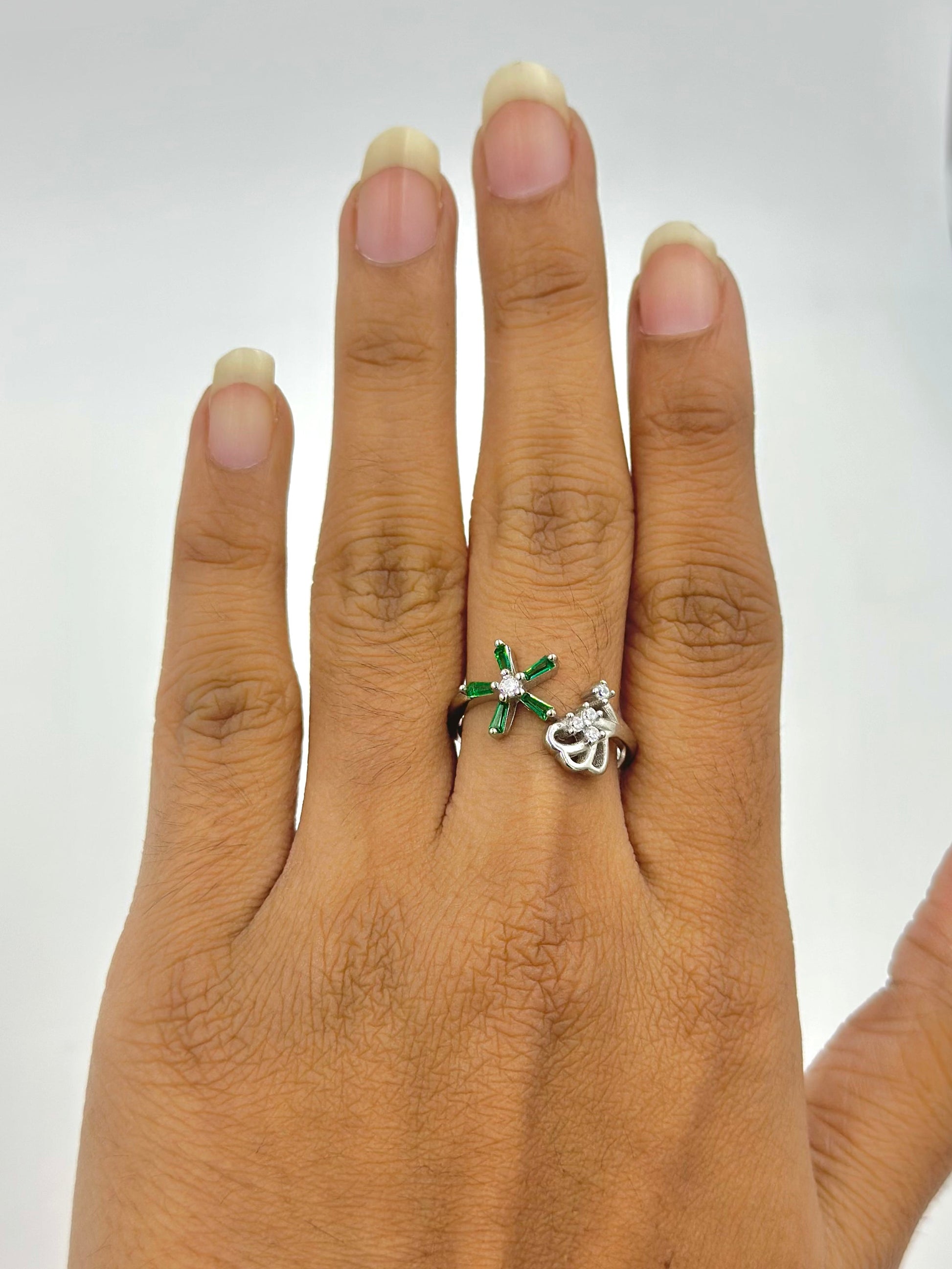 Zircon studded sterling silver artisanal ring