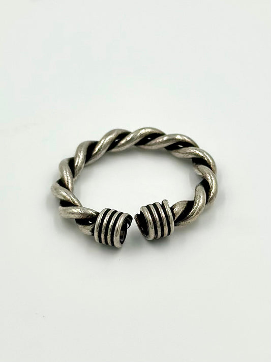 Oxidised sterling silver band ring