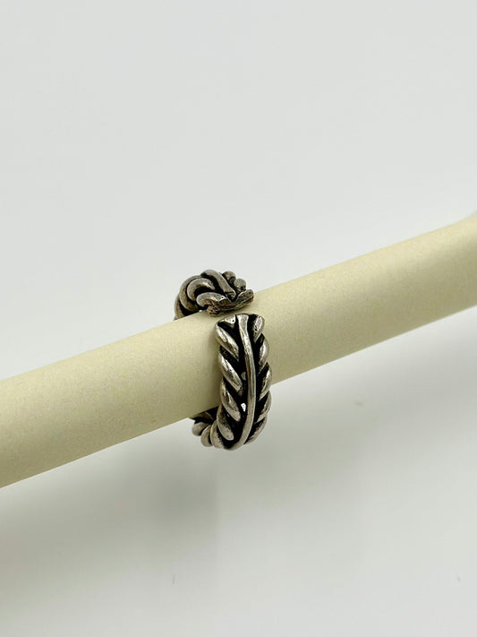 Oxidised sterling silver band ring