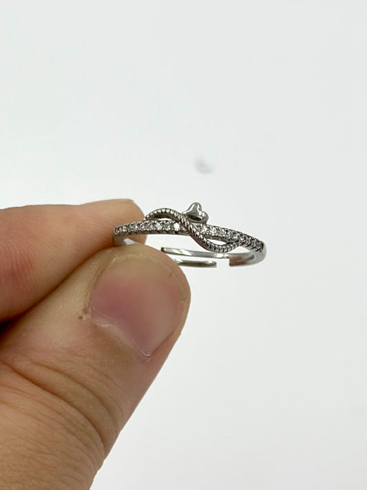 Zircon studded sterling silver artisanal ring