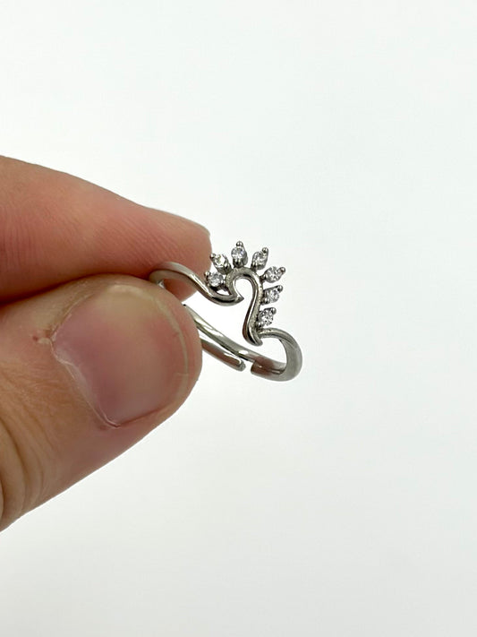 Zircon studded sterling silver artisanal ring