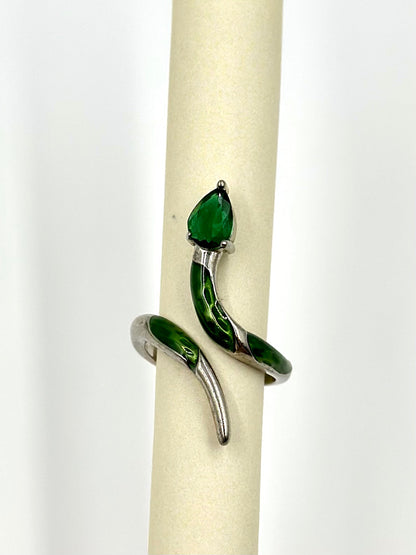 Stone studded, enamel coated sterling silver cocktail ring