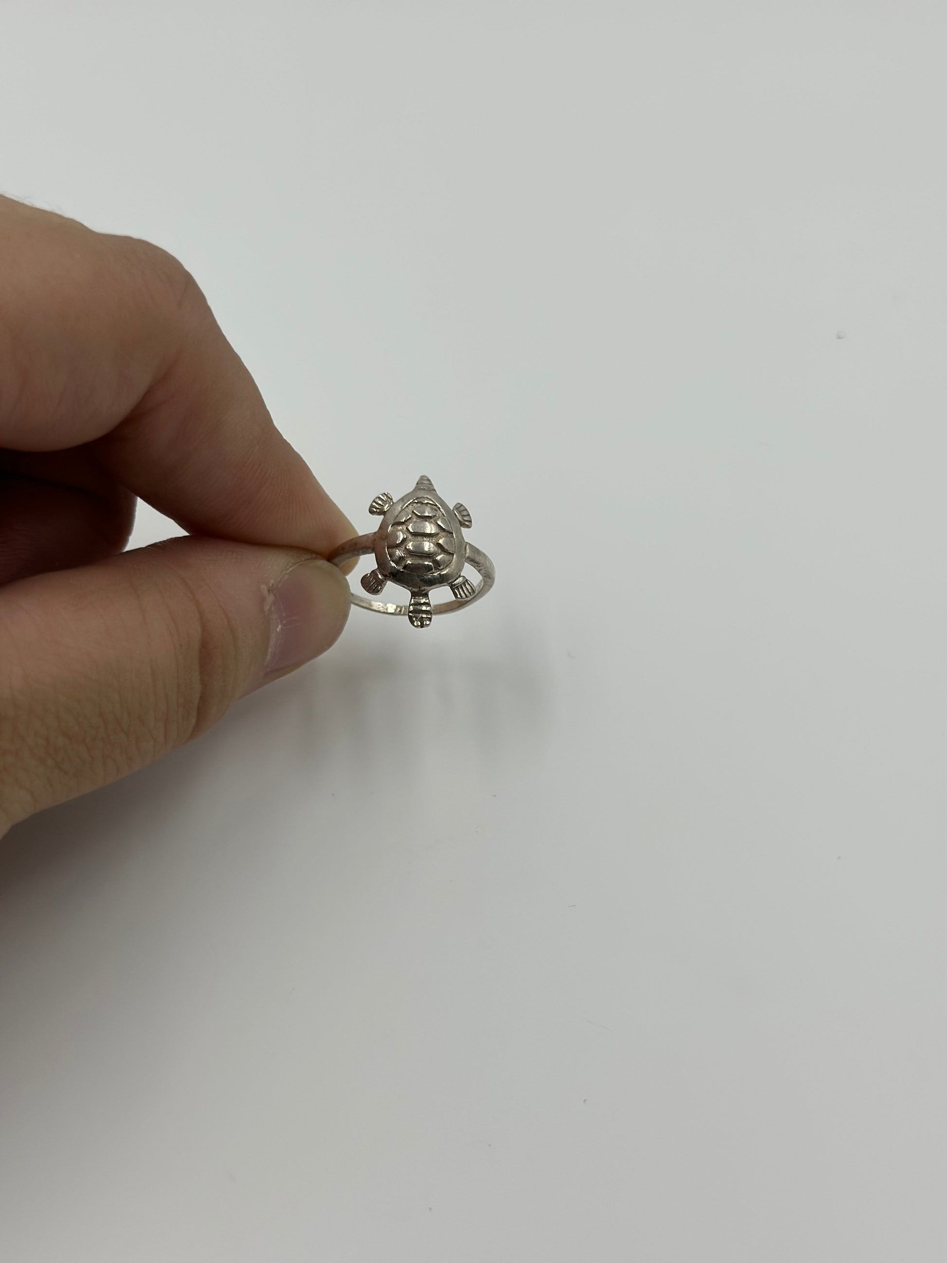 Turtle shaped sterling silver artisanal ring