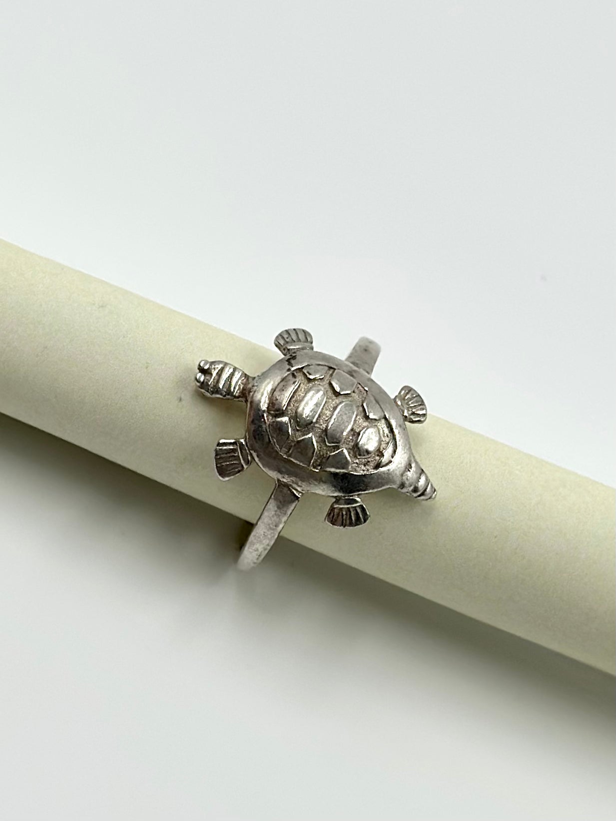 Turtle shaped sterling silver artisanal ring