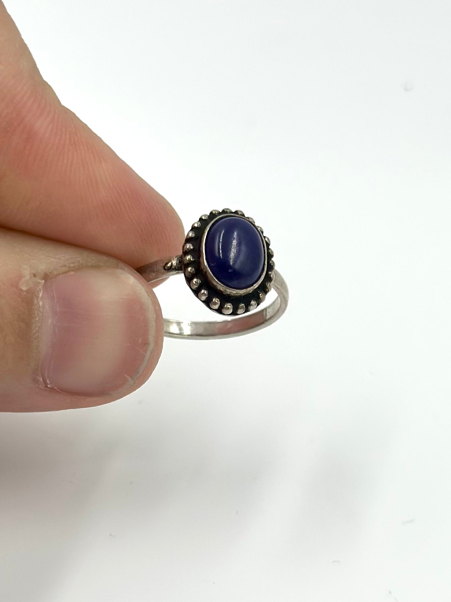 Oxidised, enamel coated sterling silver gemstone ring 