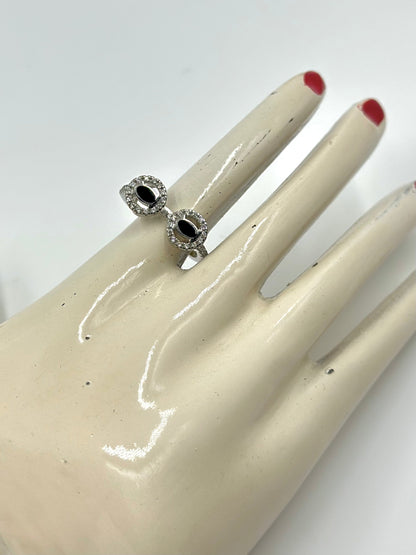 Zircon studded sterling silver cocktail ring