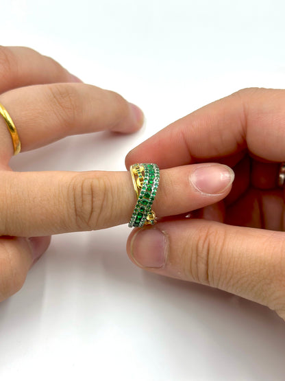 Stones studded sterling silver cocktail ring