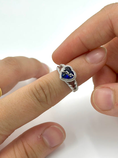 Heart shaped sterling silver artisanal ring