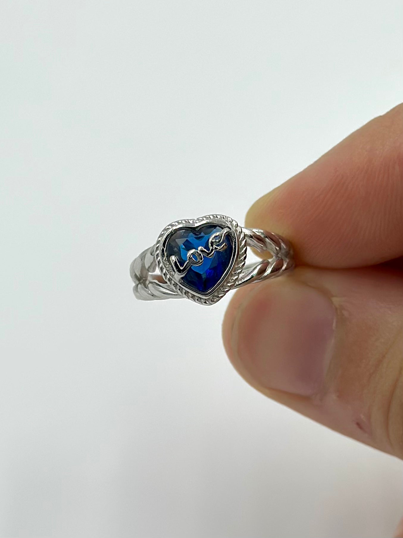 Heart shaped sterling silver artisanal ring