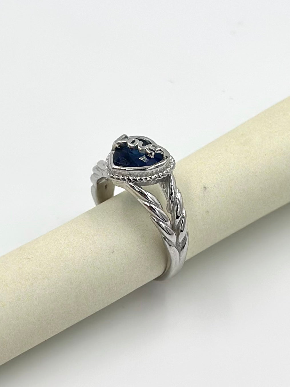 Heart shaped sterling silver artisanal ring