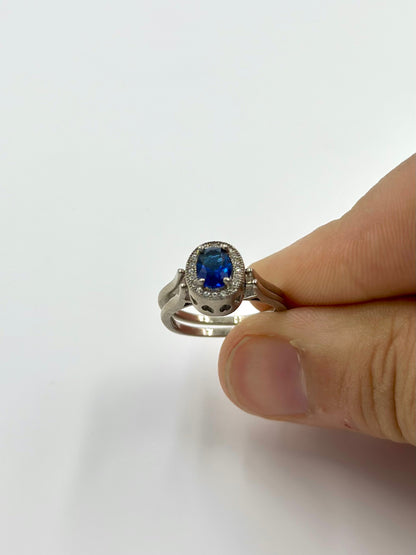 Zircon and stone studded, reversible sterling silver cocktail ring