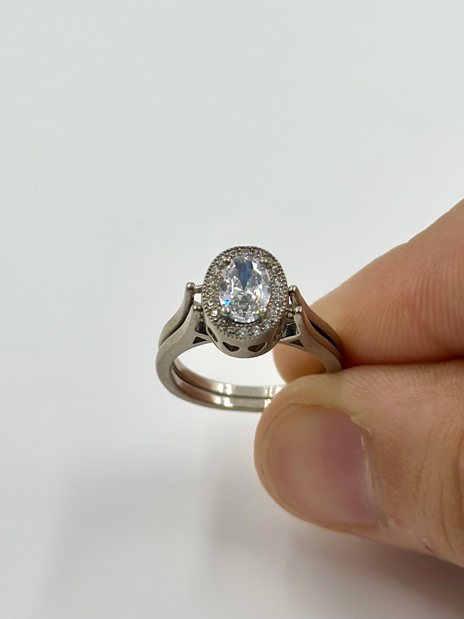 Zircon and stone studded, reversible sterling silver cocktail ring