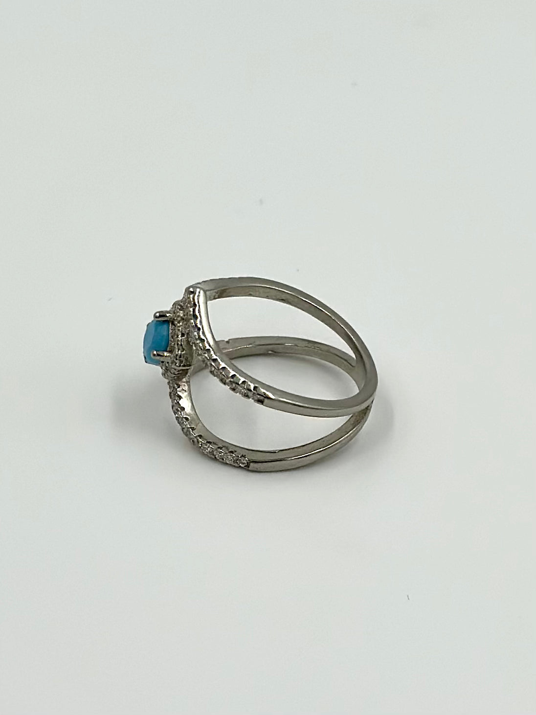 Zircon and stone studded sterling silver cocktail ring