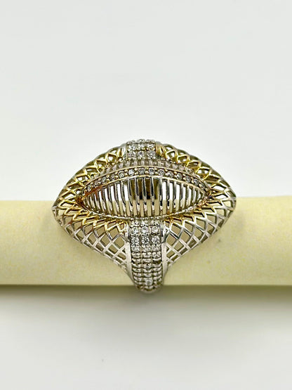 Zircon studded sterling silver cocktail ring