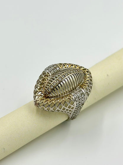 Zircon studded sterling silver cocktail ring