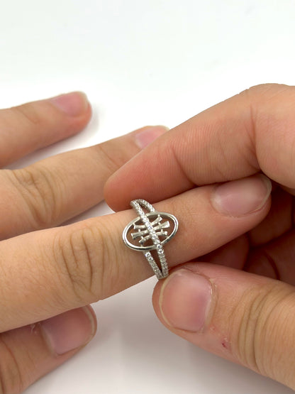 Zircon studded sterling silver artisanal ring