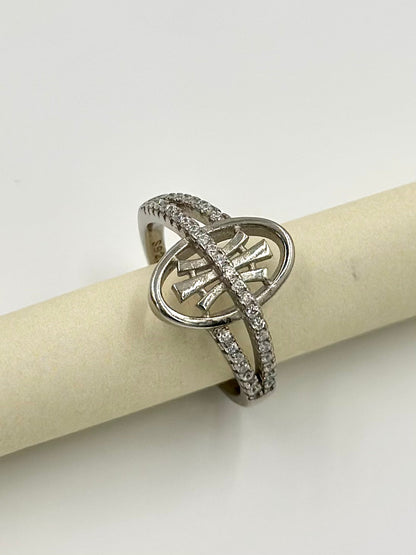 Zircon studded sterling silver artisanal ring