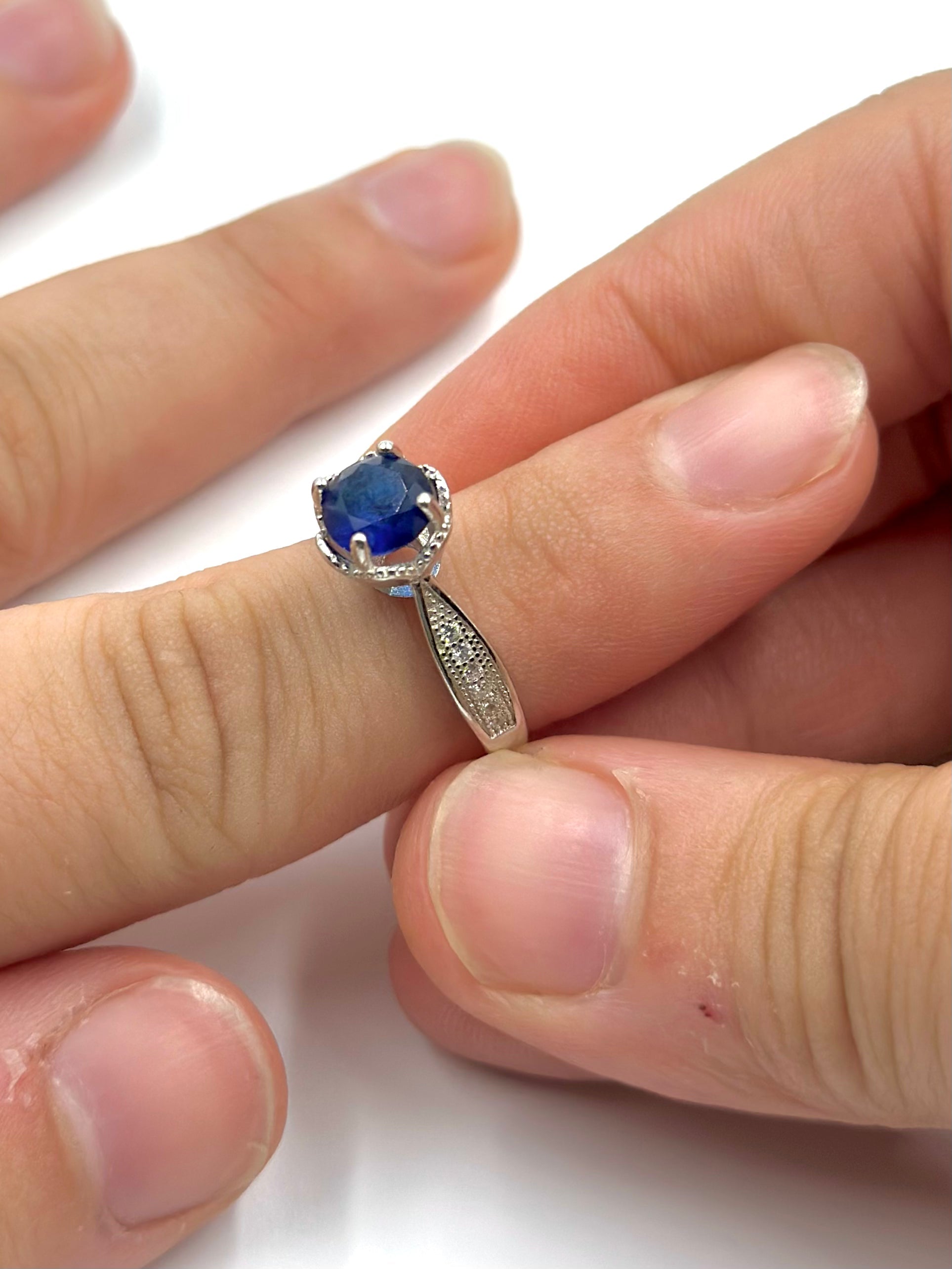 Zircon and stone studded sterling silver gemstone ring