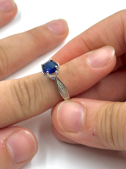 Zircon and stone studded sterling silver gemstone ring