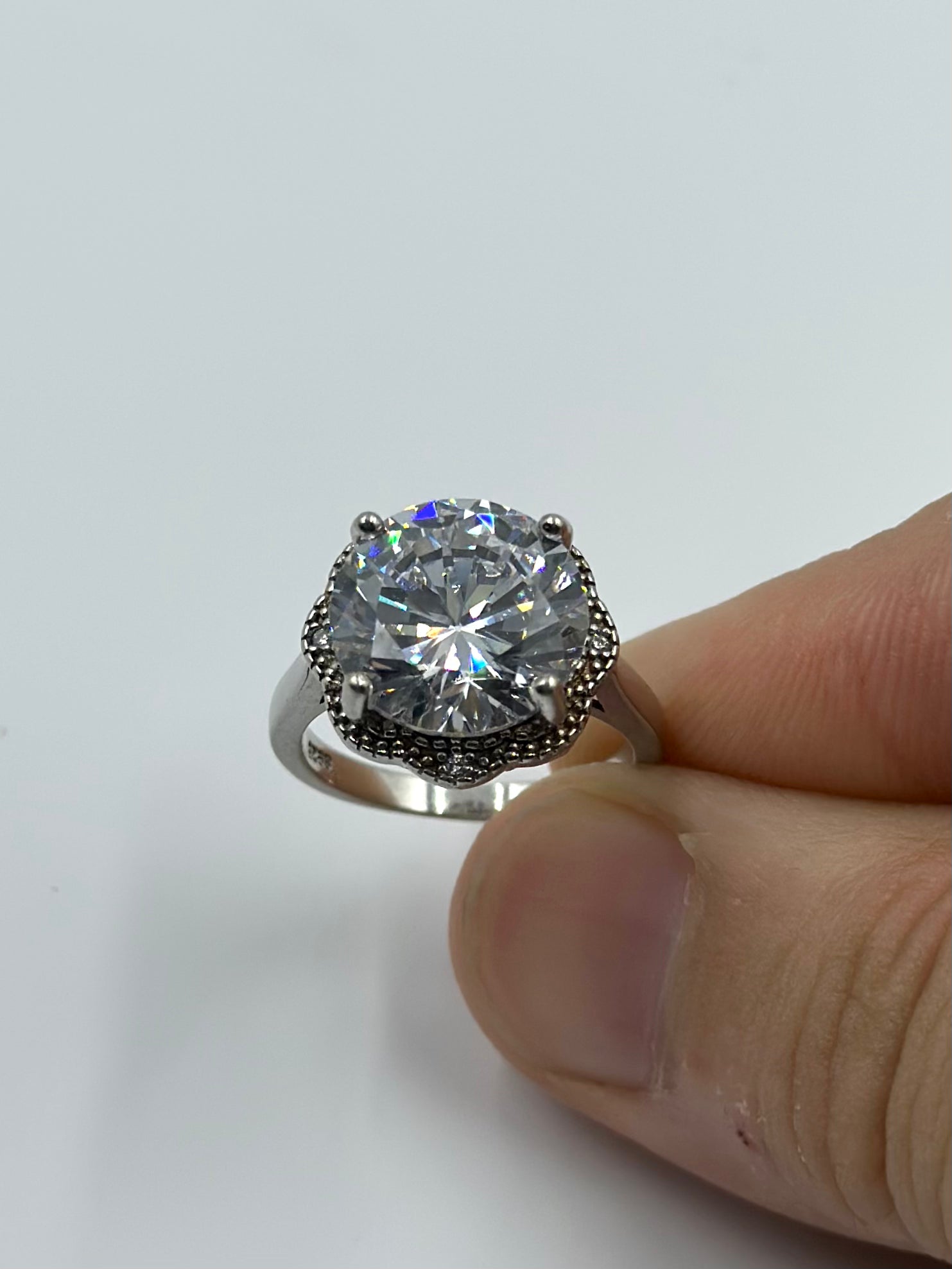 Stone studded sterling silver cocktail ring