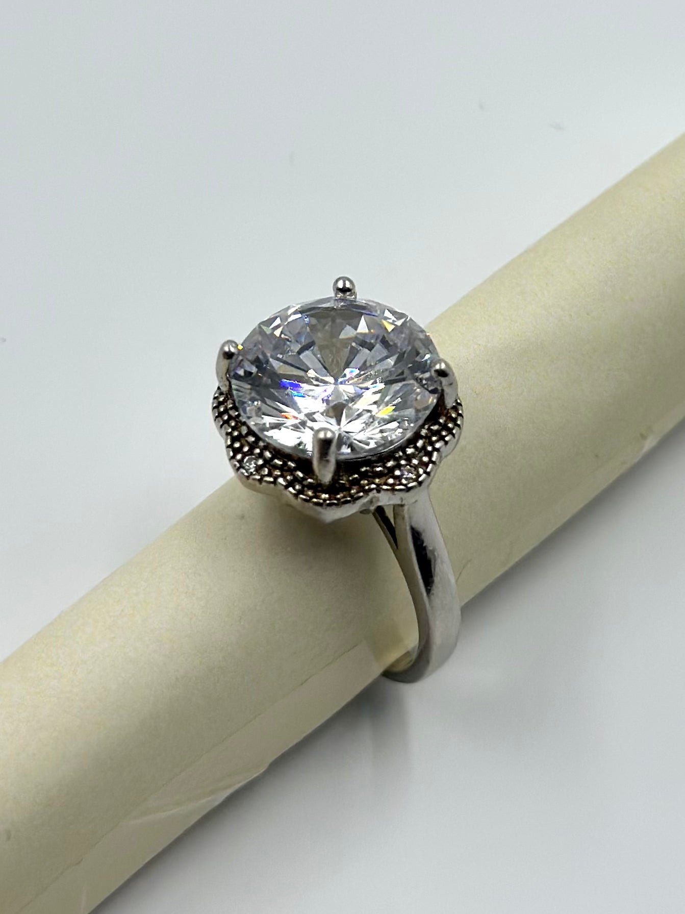 Stone studded sterling silver cocktail ring