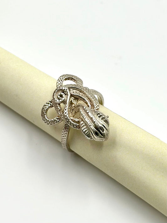 Snake shaped sterling silver cocktail ring
