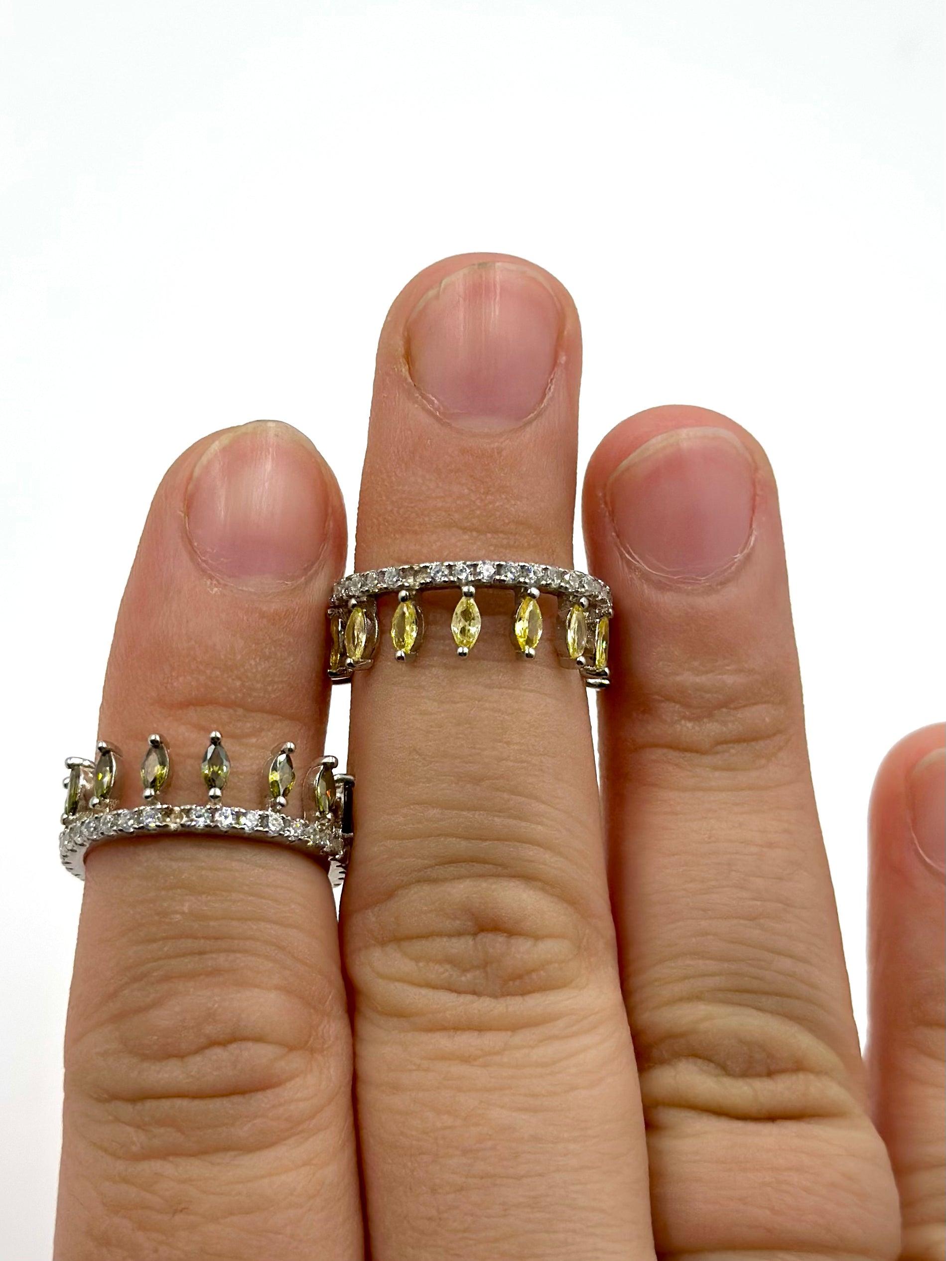 Two in one, zircon studded sterling silver artisanal ring