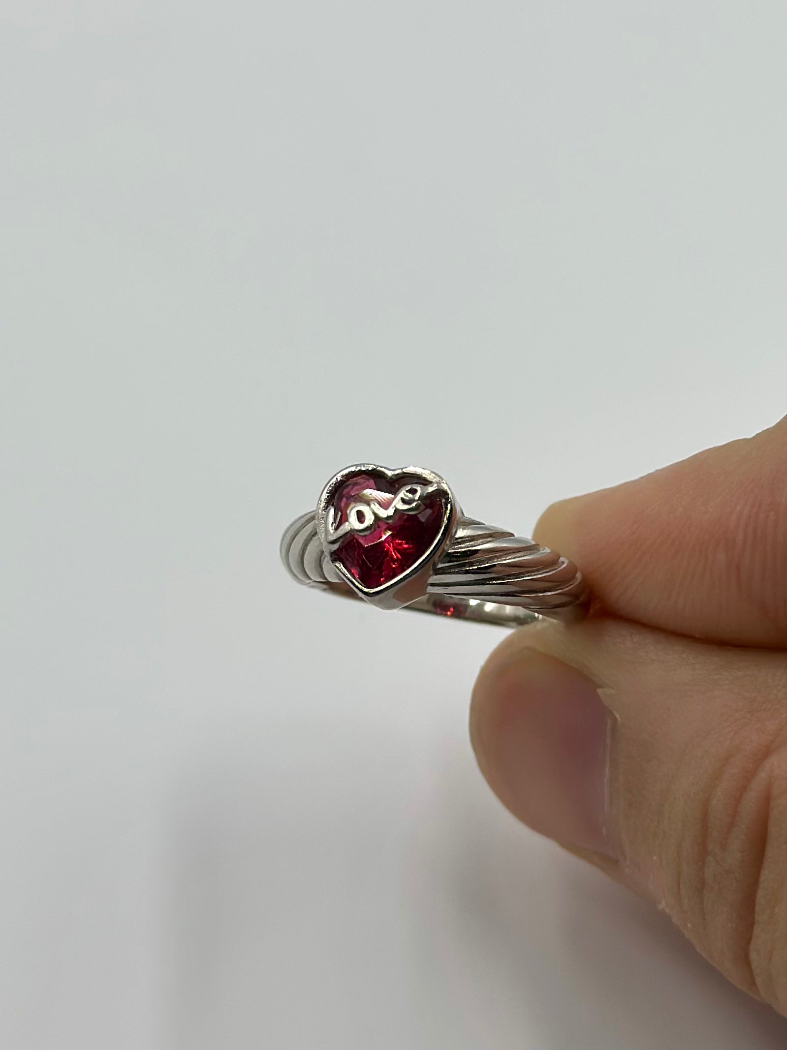Heart shaped sterling silver artisanal ring
