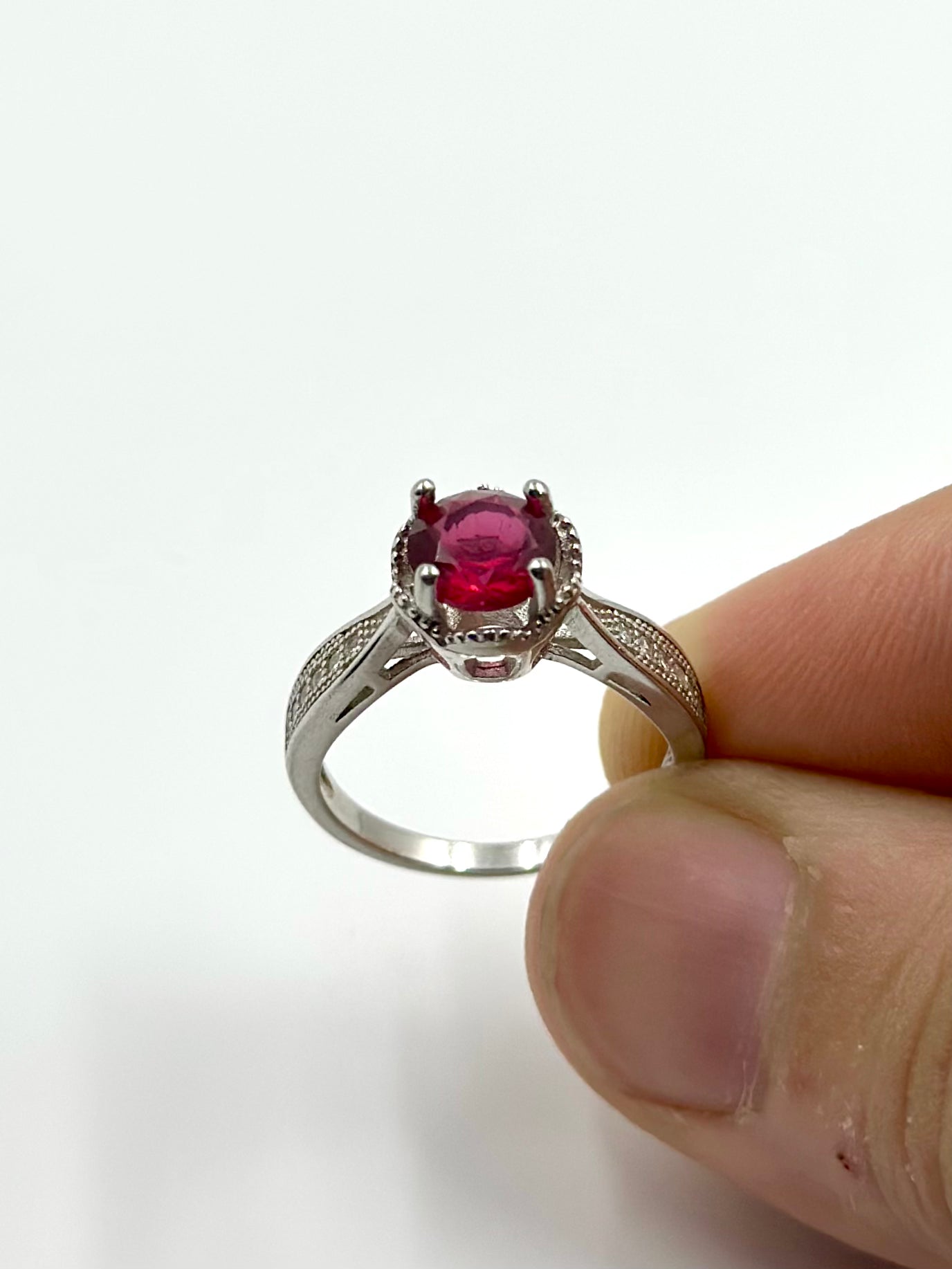 Zircon and stone studded sterling silver gemstone ring