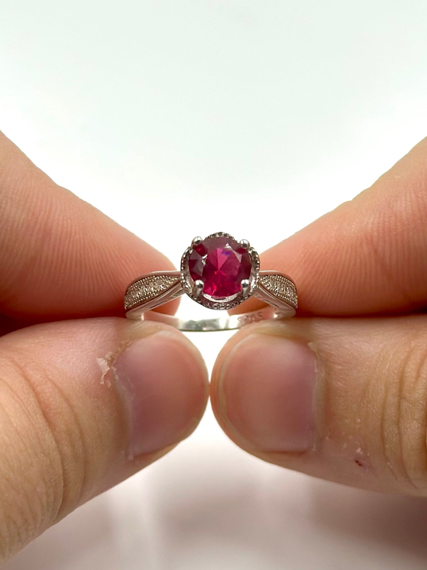 Zircon and stone studded sterling silver gemstone ring