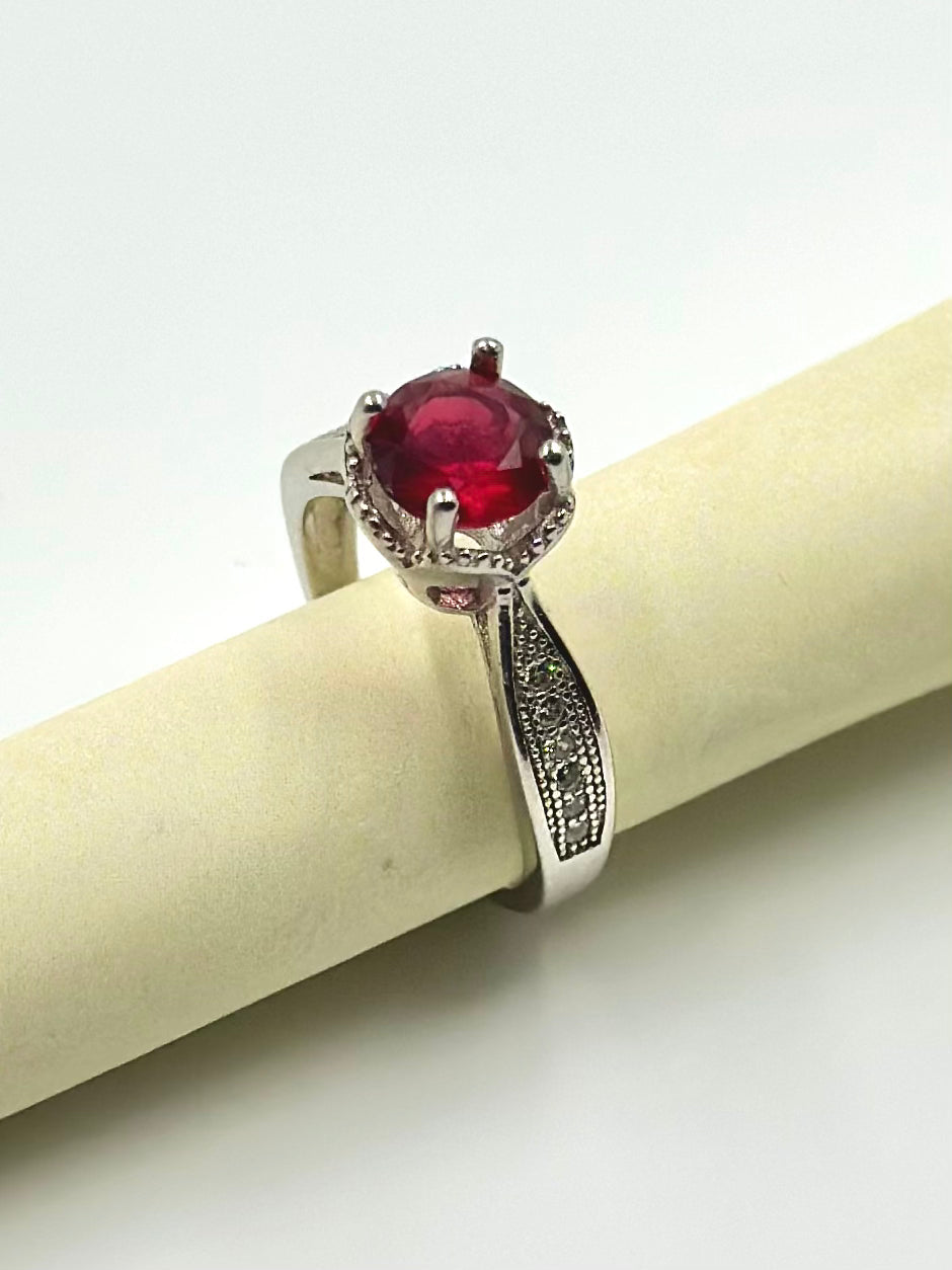 Zircon and stone studded sterling silver gemstone ring