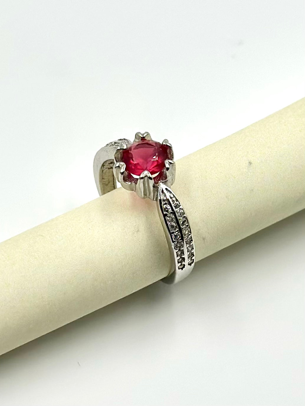 Zircon and stone studded sterling silver gemstone ring