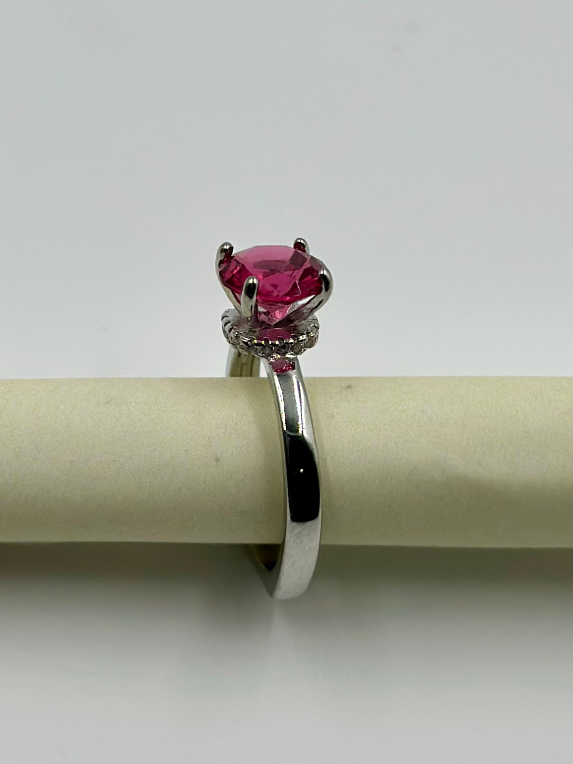 Ruby studded, sterling silver gemstone ring