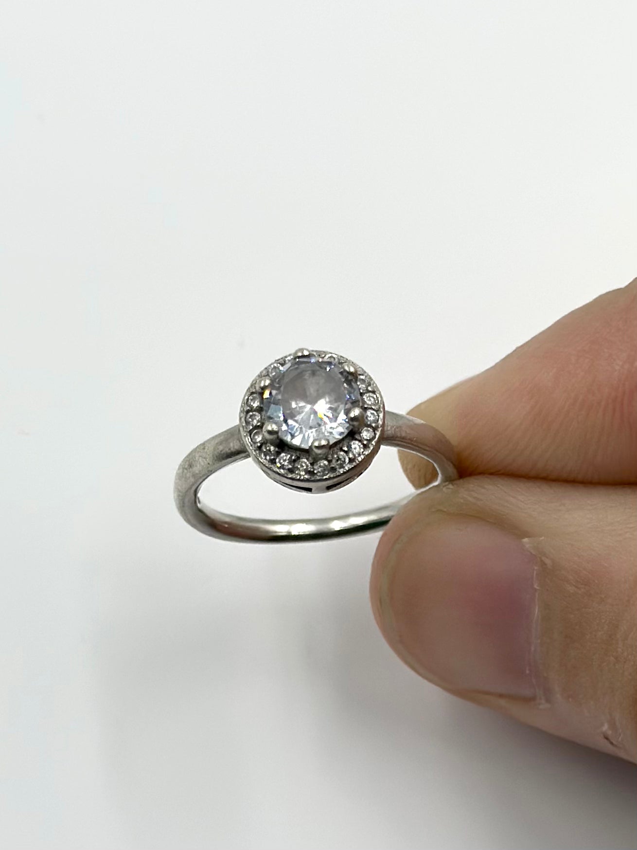 Zircon studded, round shaped sterling silver artisanal ring