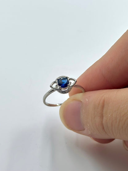 Zircon and stone studded sterling silver artisanal ring