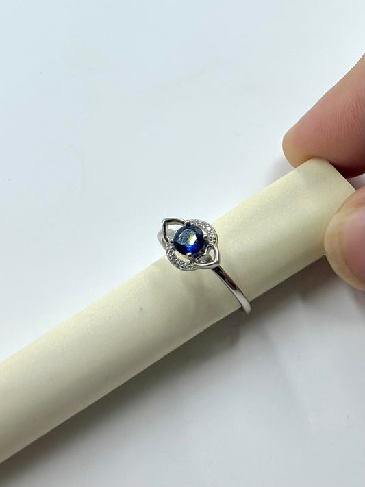 Zircon and stone studded sterling silver artisanal ring