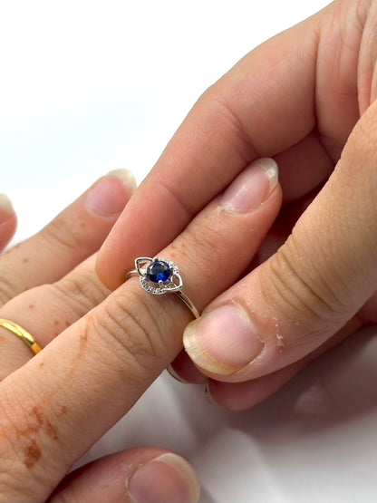 Zircon and stone studded sterling silver artisanal ring