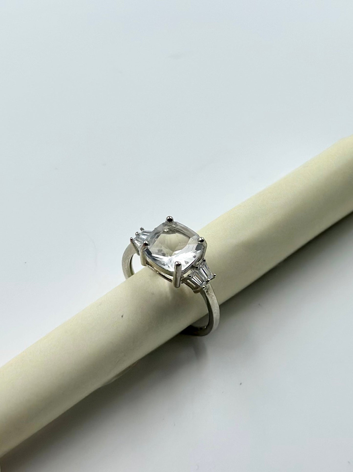 Stone studded sterling silver cocktail ring