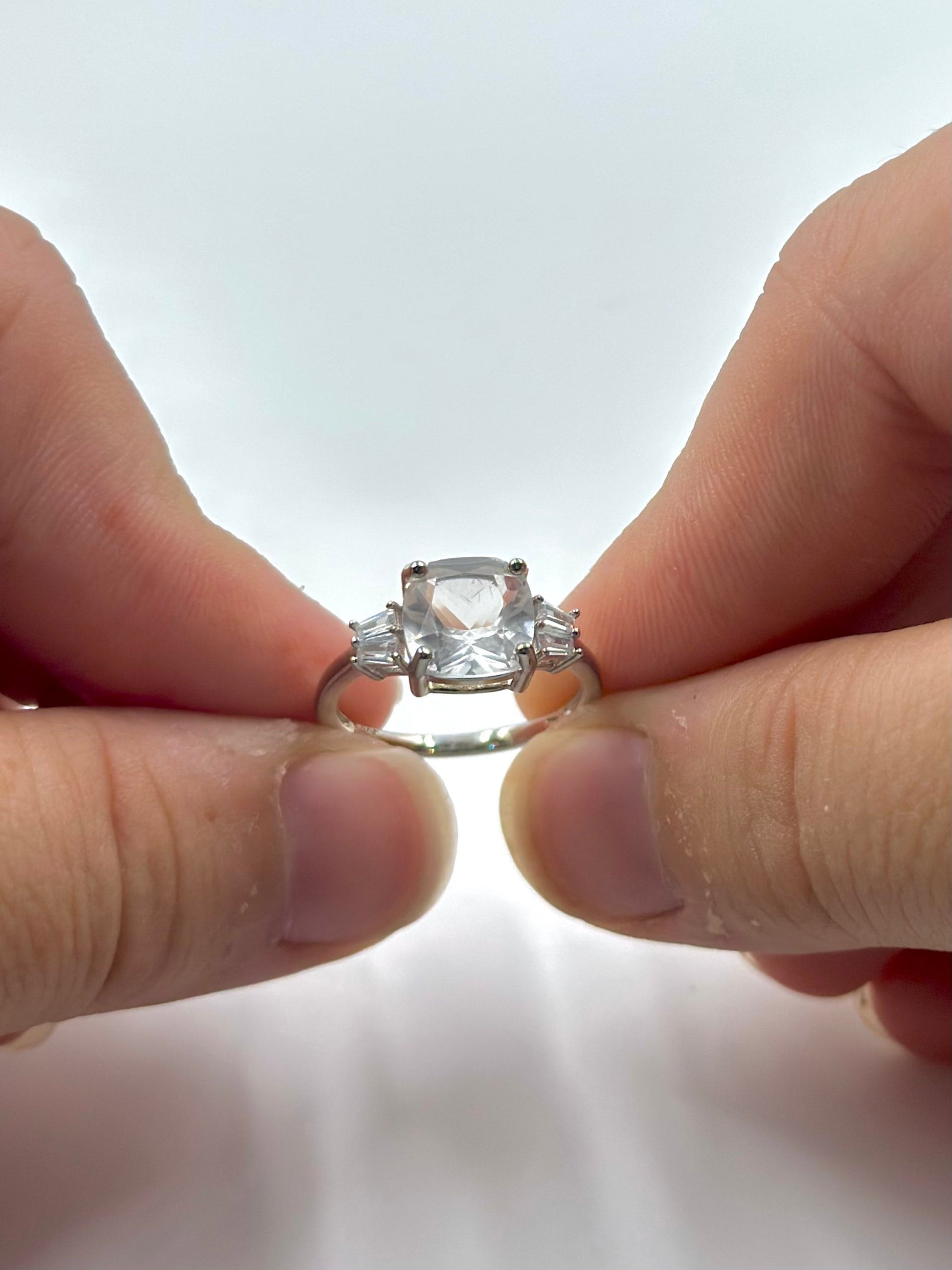 Stone studded sterling silver cocktail ring