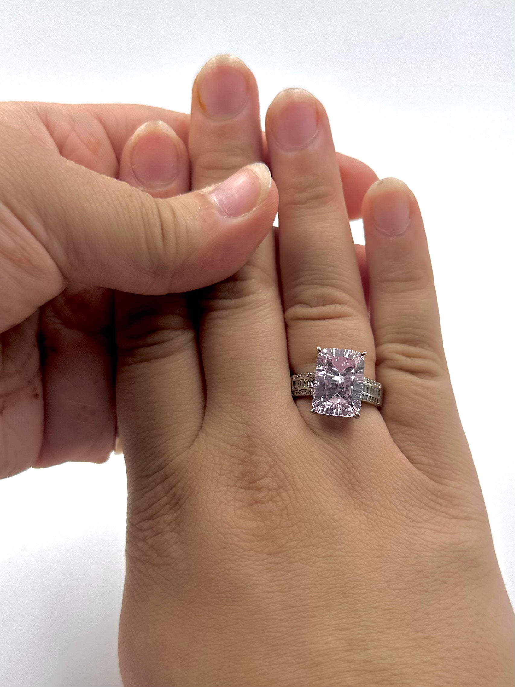 Zircon and stone studded sterling silver cocktail ring