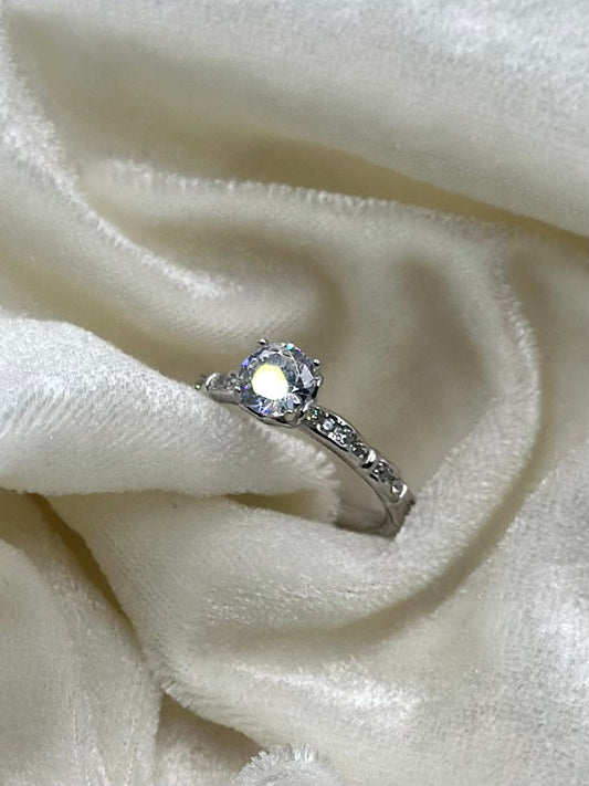 Zircon and stone studded sterling silver artisanal ring