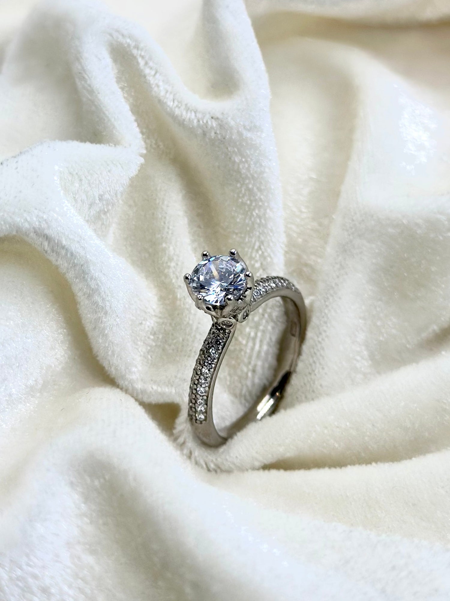 Zircon and stone studded, flower shaped sterling silver artisanal ring